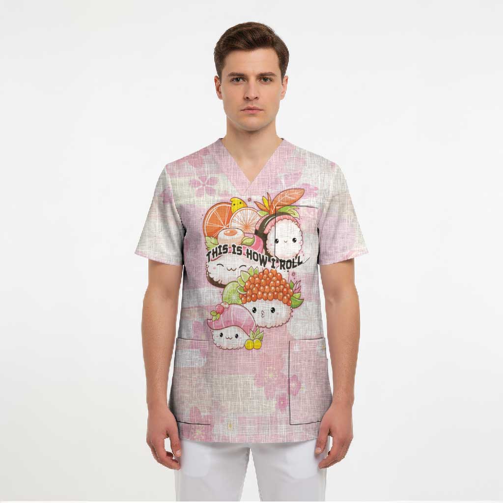 Personalized Japanese Kawaii Sushi Scrub Top Pink Wagara Palaka This Is How I Roll