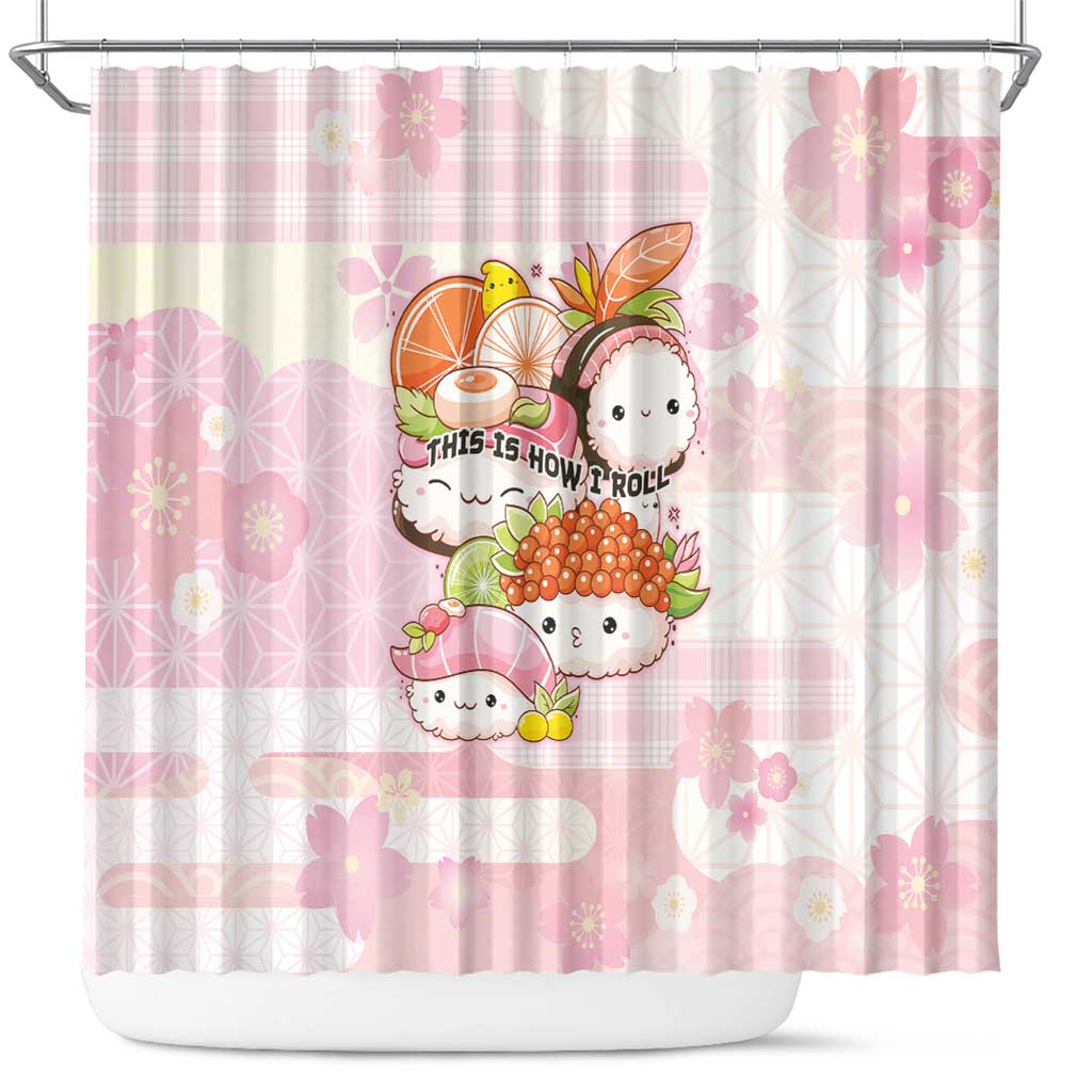Japanese Kawaii Sushi Shower Curtain Pink Wagara Palaka This Is How I Roll
