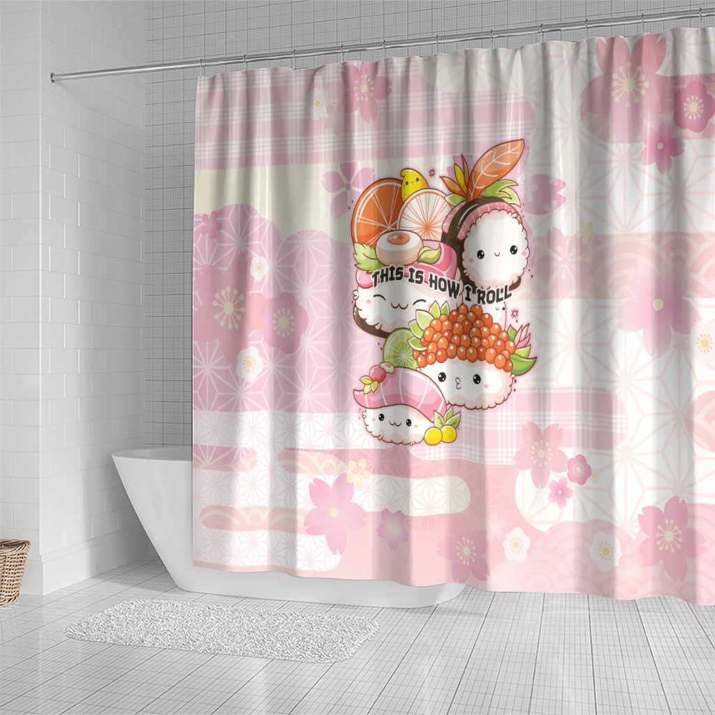 Japanese Kawaii Sushi Shower Curtain Pink Wagara Palaka This Is How I Roll