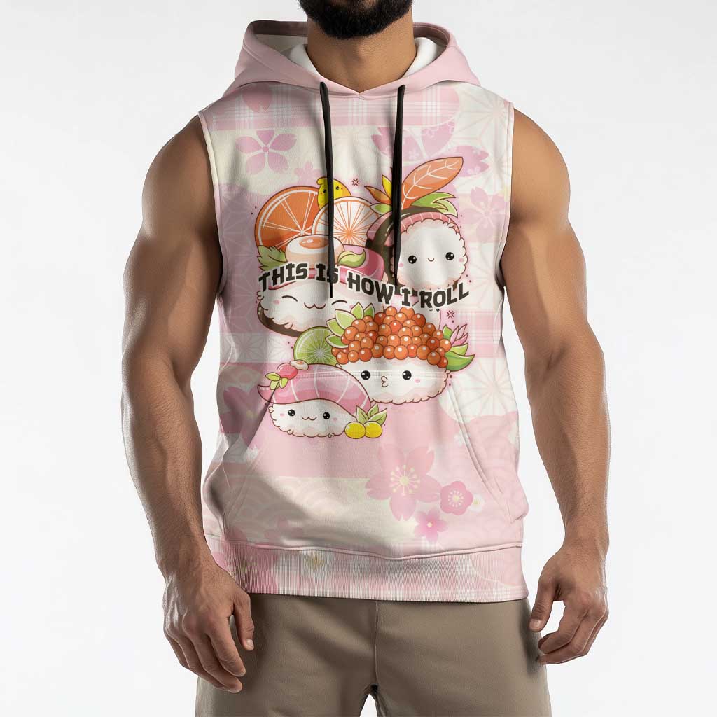 Personalized Japanese Kawaii Sushi Sleeveless Hoodie Pink Wagara Palaka This Is How I Roll