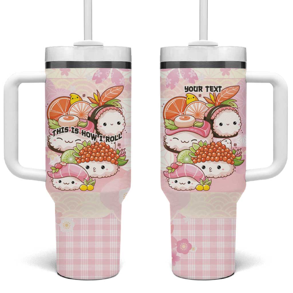 Personalized Japanese Kawaii Sushi Tumbler With Handle Pink Wagara Palaka This Is How I Roll