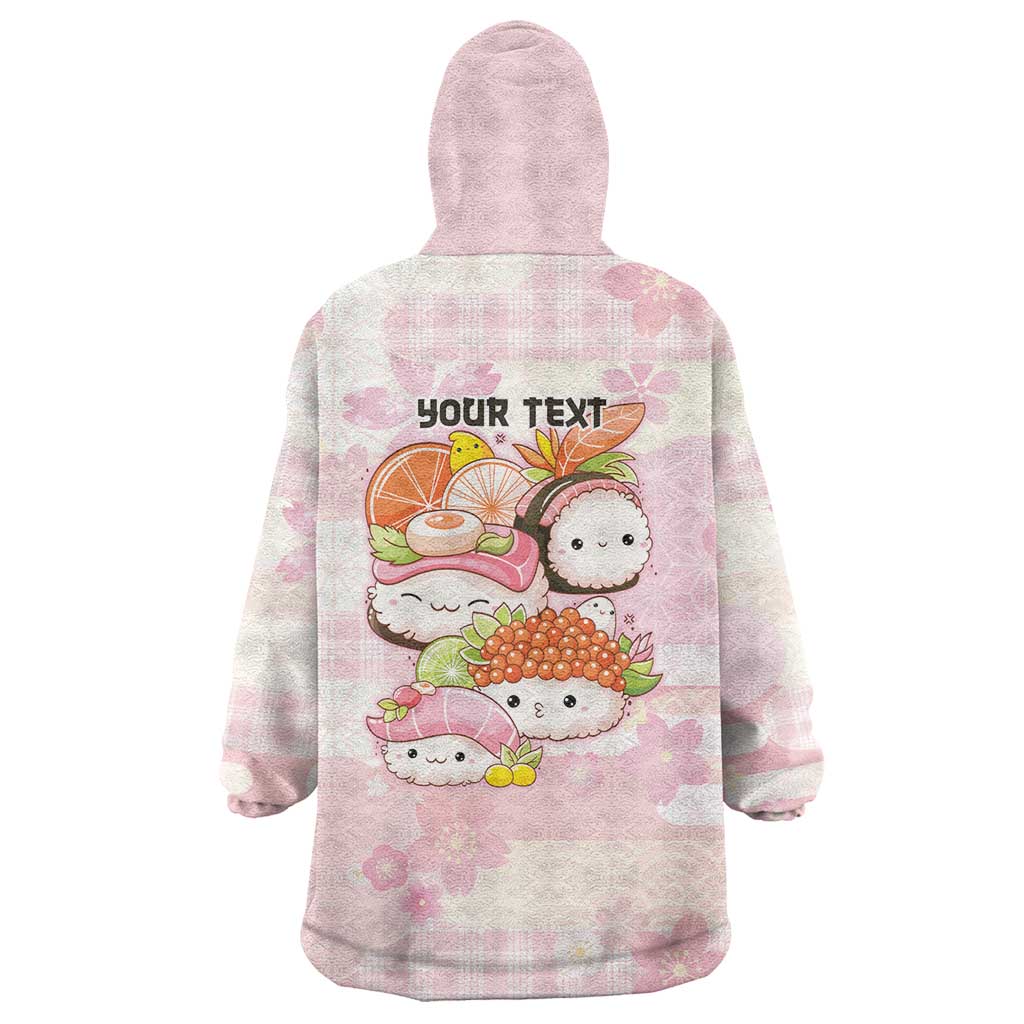 Personalized Japanese Kawaii Sushi Wearable Blanket Hoodie Pink Wagara Palaka This Is How I Roll