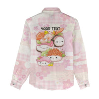 Personalized Japanese Kawaii Sushi Women Casual Shirt Pink Wagara Palaka This Is How I Roll