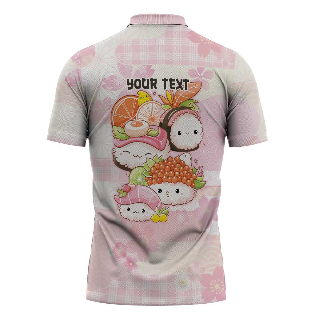 Personalized Japanese Kawaii Sushi Zipper Polo Shirt Pink Wagara Palaka This Is How I Roll