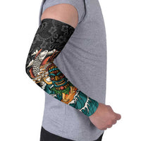 Personalized Japanese Koi Fish Ramen Arm Sleeves Tiki Surfing Wagara Hibiscus Pattern