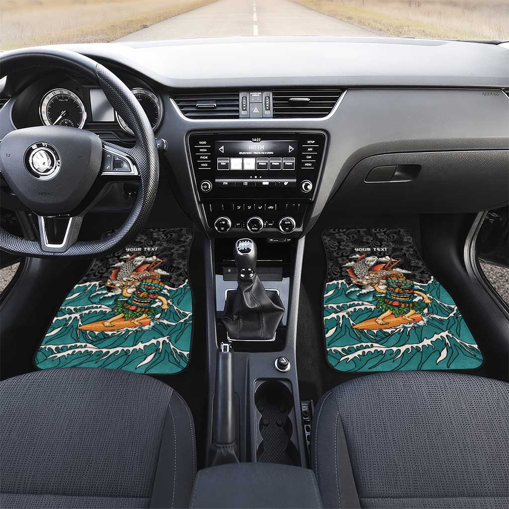 Personalized Japanese Koi Fish Ramen Car Mats Tiki Surfing Wagara Hibiscus Pattern