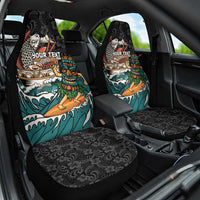 Personalized Japanese Koi Fish Ramen Car Seat Cover Tiki Surfing Wagara Hibiscus Pattern