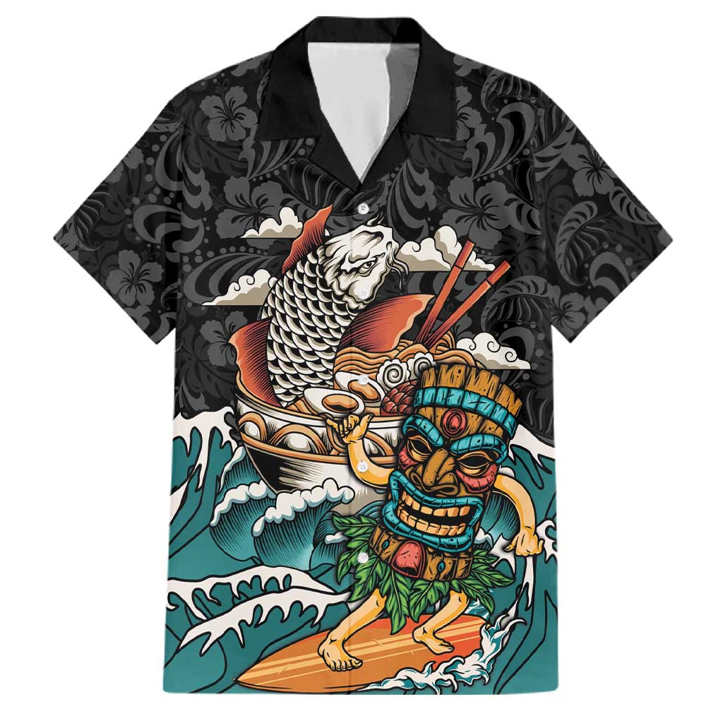 Personalized Japanese Koi Fish Ramen Family Matching Summer Maxi Dress and Hawaiian Shirt Tiki Surfing Wagara Hibiscus Pattern