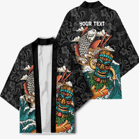 Personalized Japanese Koi Fish Ramen Kimono Tiki Surfing Wagara Hibiscus Pattern