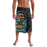 Personalized Japanese Koi Fish Ramen Lavalava Tiki Surfing Wagara Hibiscus Pattern