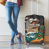 Personalized Japanese Koi Fish Ramen Luggage Cover Tiki Surfing Wagara Hibiscus Pattern