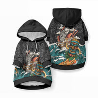 Personalized Japanese Koi Fish Ramen Pet Hoodie Tiki Surfing Wagara Hibiscus Pattern LT9 Pullover Black - Polynesian Pride