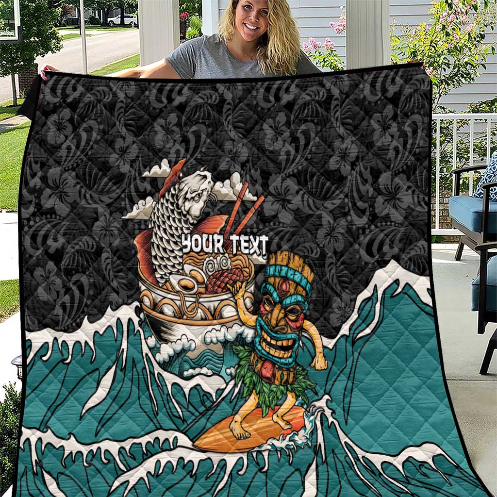 Personalized Japanese Koi Fish Ramen Quilt Tiki Surfing Wagara Hibiscus Pattern