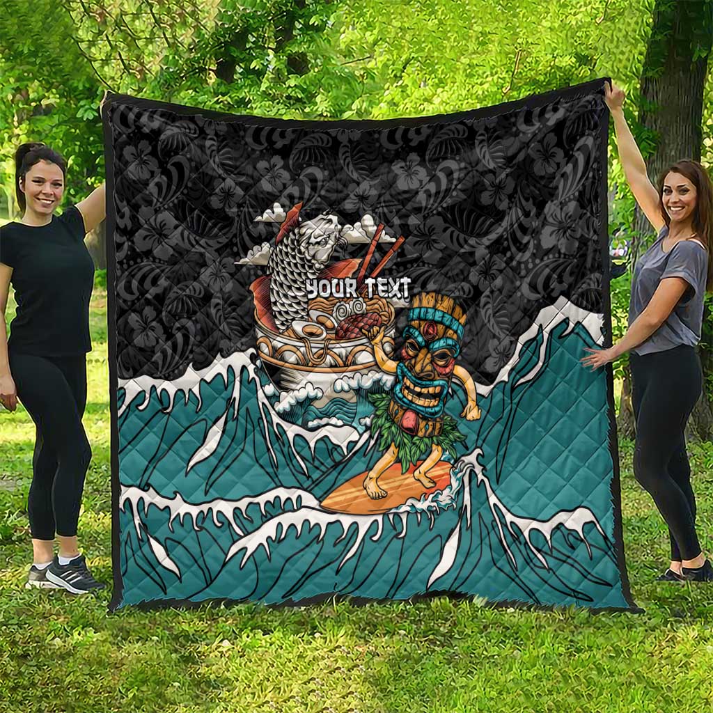 Personalized Japanese Koi Fish Ramen Quilt Tiki Surfing Wagara Hibiscus Pattern