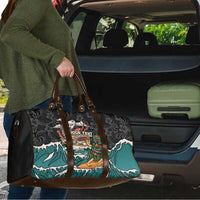 Personalized Japanese Koi Fish Ramen Travel Bag Tiki Surfing Wagara Hibiscus Pattern