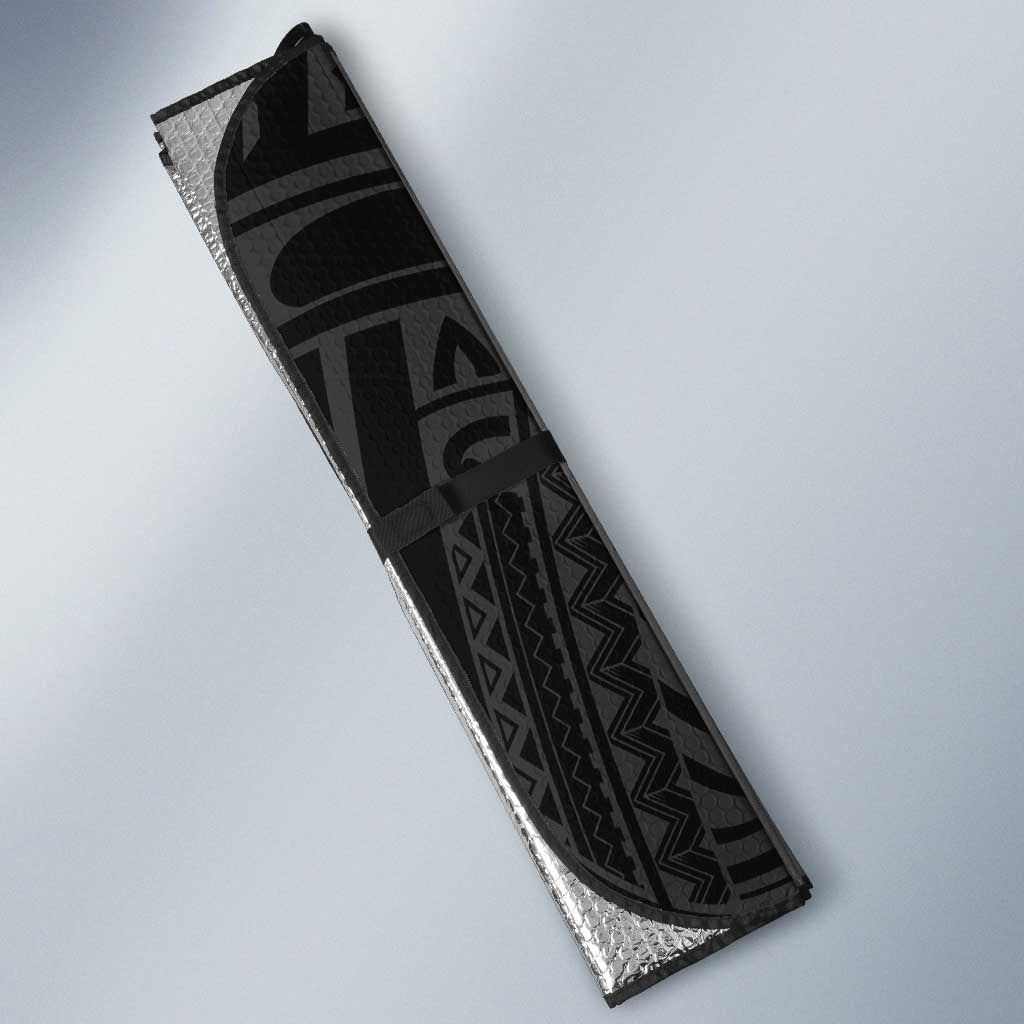 Black Guam Latte Stone Tribal Tattoo Auto Sun Shade Hafa Adai Six 7 One - Polynesian Pride