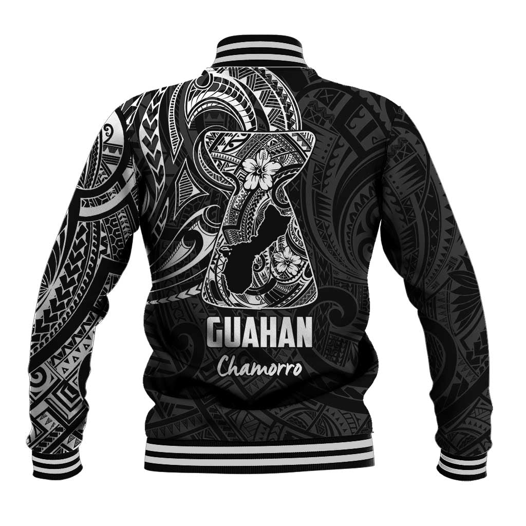 Black Guam Latte Stone Tribal Tattoo Baseball Jacket Hafa Adai Six 7 One