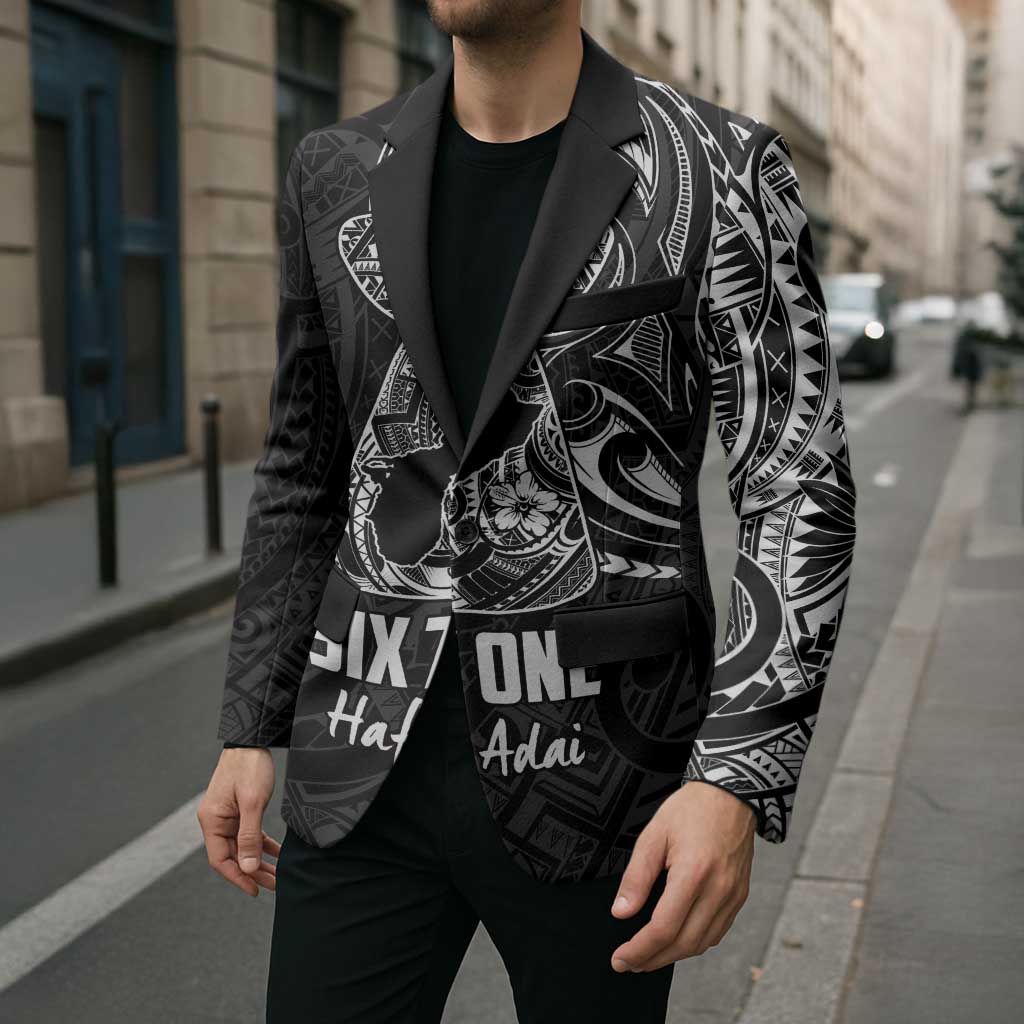 Black Guam Latte Stone Tribal Tattoo Blazer Hafa Adai Six 7 One - Polynesian Pride