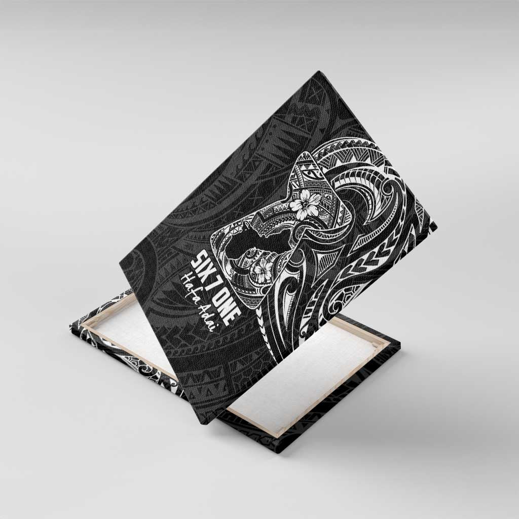 Black Guam Latte Stone Tribal Tattoo Canvas Wall Art Hafa Adai Six 7 One
