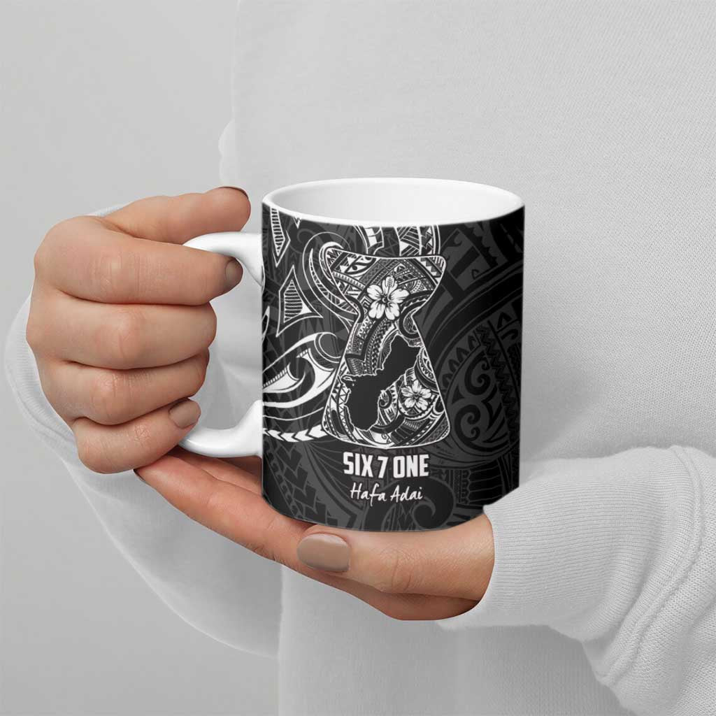 Black Guam Latte Stone Tribal Tattoo Ceramic Mug Hafa Adai Six 7 One - Polynesian Pride