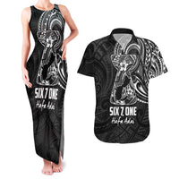 Black Guam Latte Stone Tribal Tattoo Couples Matching Tank Maxi Dress and Hawaiian Shirt Hafa Adai Six 7 One