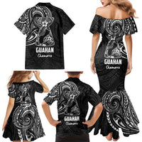 Black Guam Latte Stone Tribal Tattoo Family Matching Mermaid Dress and Hawaiian Shirt Hafa Adai Six 7 One LT9 - Polynesian Pride