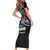Black Guam Latte Stone Tribal Tattoo Family Matching Short Sleeve Bodycon Dress and Hawaiian Shirt Hafa Adai Six 7 One