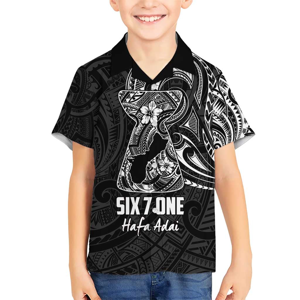 Black Guam Latte Stone Tribal Tattoo Family Matching Short Sleeve Bodycon Dress and Hawaiian Shirt Hafa Adai Six 7 One LT9 Son's Shirt Black - Polynesian Pride