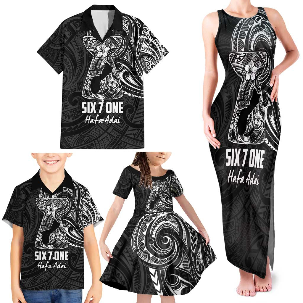 Black Guam Latte Stone Tribal Tattoo Family Matching Tank Maxi Dress and Hawaiian Shirt Hafa Adai Six 7 One LT9 - Polynesian Pride