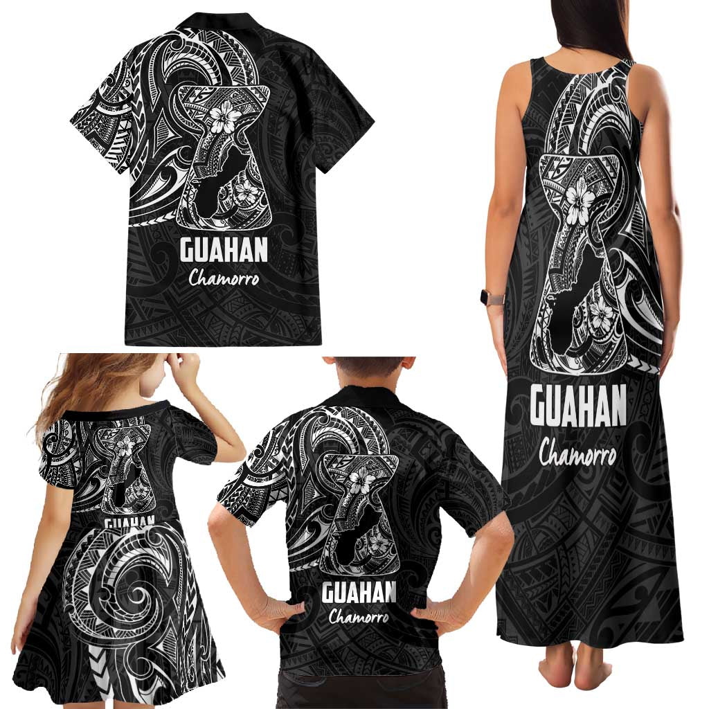 Black Guam Latte Stone Tribal Tattoo Family Matching Tank Maxi Dress and Hawaiian Shirt Hafa Adai Six 7 One LT9 - Polynesian Pride