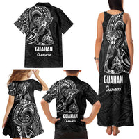 Black Guam Latte Stone Tribal Tattoo Family Matching Tank Maxi Dress and Hawaiian Shirt Hafa Adai Six 7 One LT9 - Polynesian Pride
