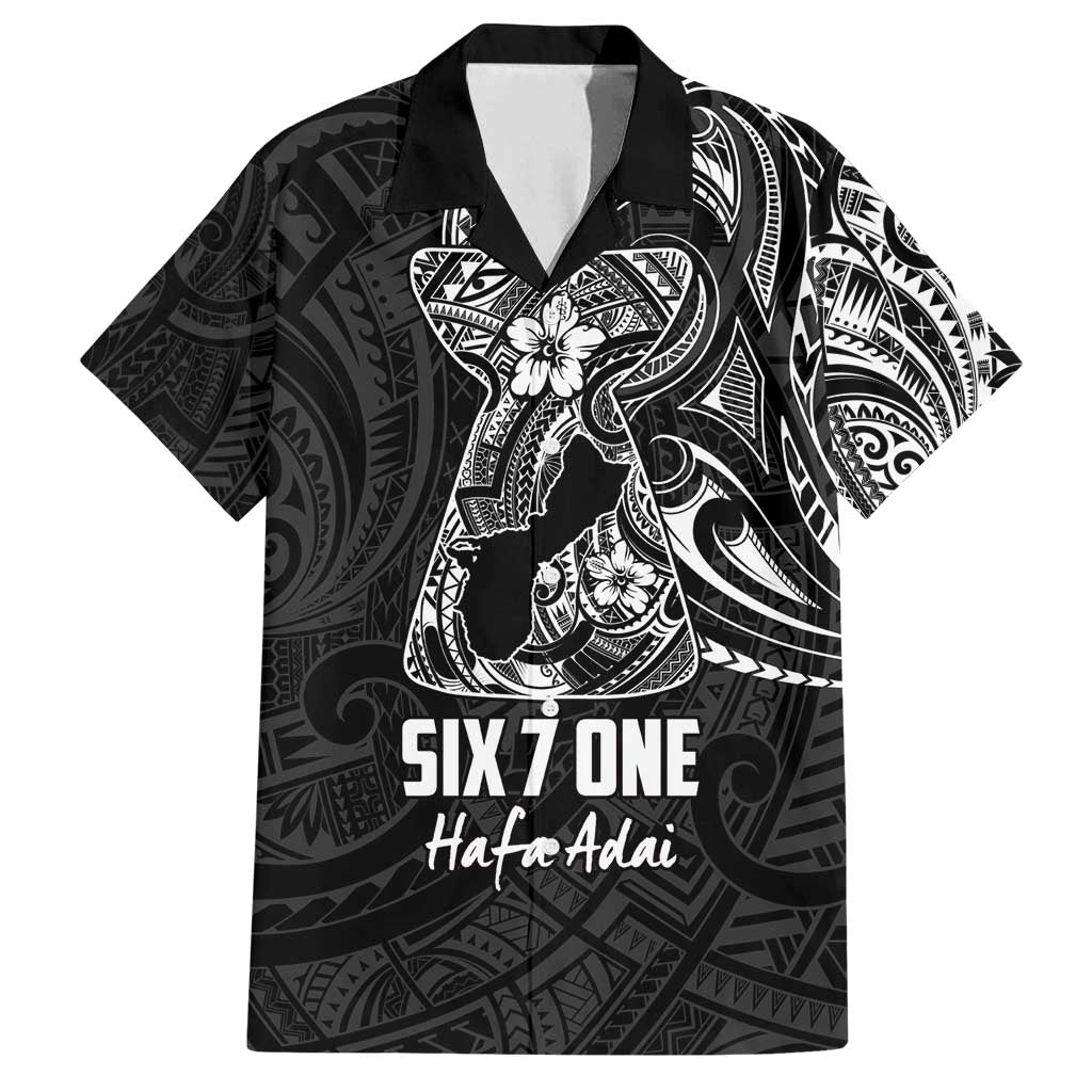Black Guam Latte Stone Tribal Tattoo Family Matching Tank Maxi Dress and Hawaiian Shirt Hafa Adai Six 7 One LT9 Dad's Shirt - Short Sleeve Black - Polynesian Pride