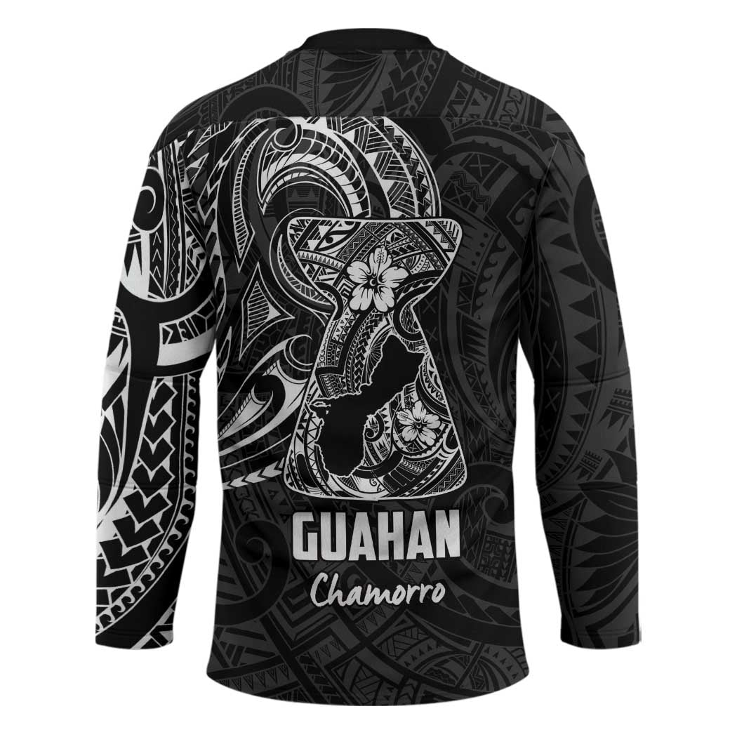 Black Guam Latte Stone Tribal Tattoo Hockey Jersey Hafa Adai Six 7 One - Polynesian Pride