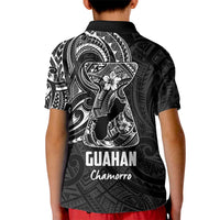 Black Guam Latte Stone Tribal Tattoo Kid Polo Shirt Hafa Adai Six 7 One