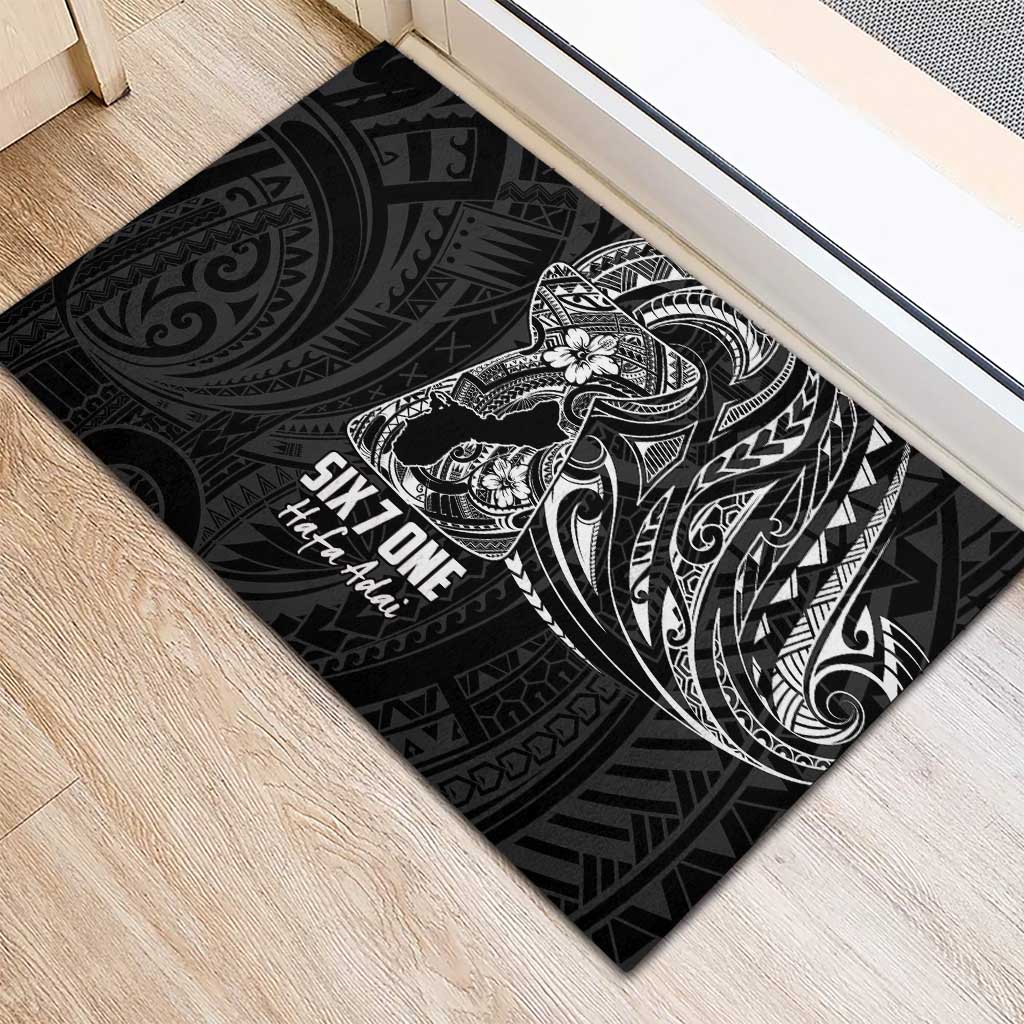 Black Guam Latte Stone Tribal Tattoo Rubber Doormat Hafa Adai Six 7 One
