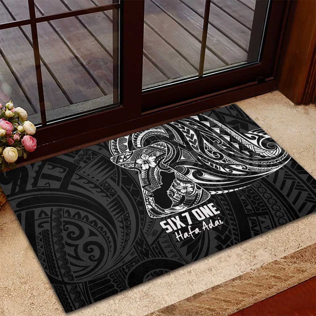 Black Guam Latte Stone Tribal Tattoo Rubber Doormat Hafa Adai Six 7 One
