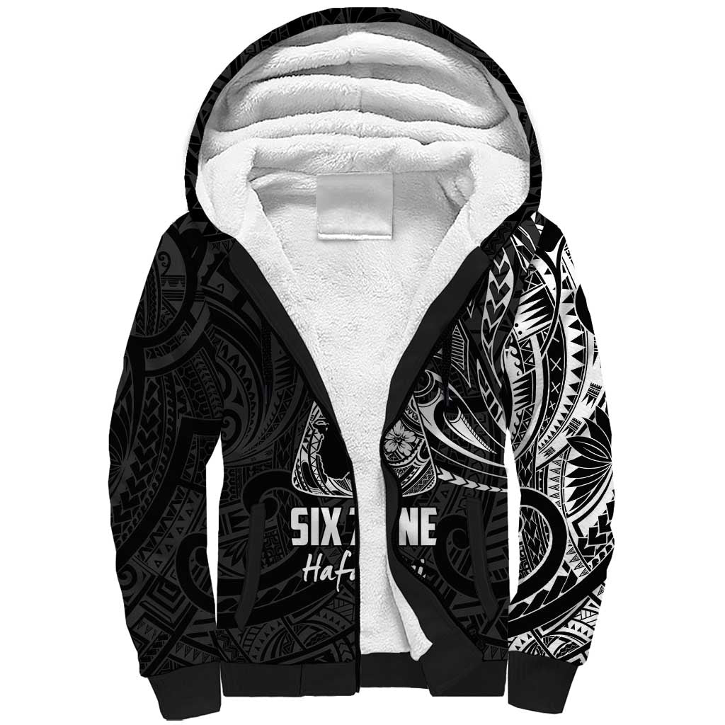 Black Guam Latte Stone Tribal Tattoo Sherpa Hoodie Hafa Adai Six 7 One