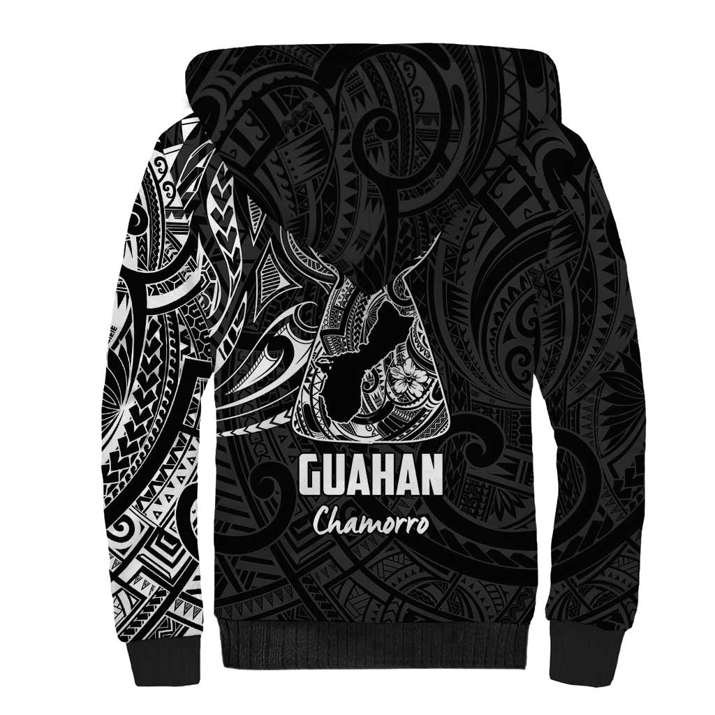 Black Guam Latte Stone Tribal Tattoo Sherpa Hoodie Hafa Adai Six 7 One