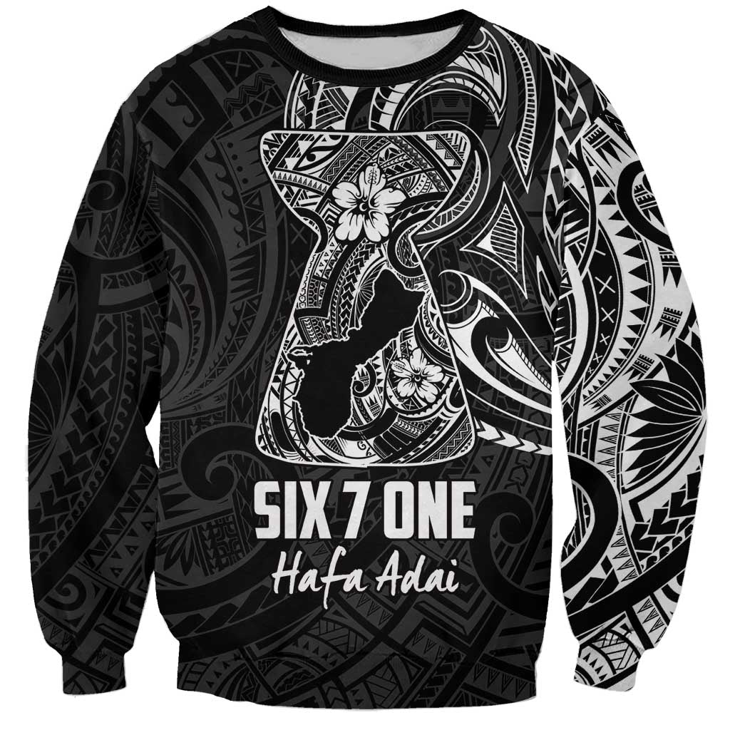 Black Guam Latte Stone Tribal Tattoo Sweatshirt Hafa Adai Six 7 One