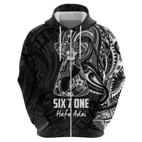 Black Guam Latte Stone Tribal Tattoo Zip Hoodie Hafa Adai Six 7 One