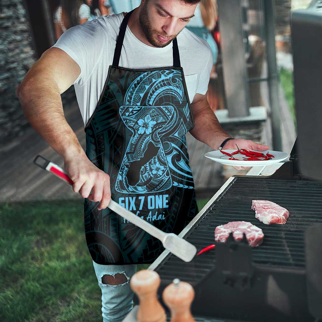 Blue Guam Latte Stone Tribal Tattoo Apron Hafa Adai Six 7 One - Polynesian Pride