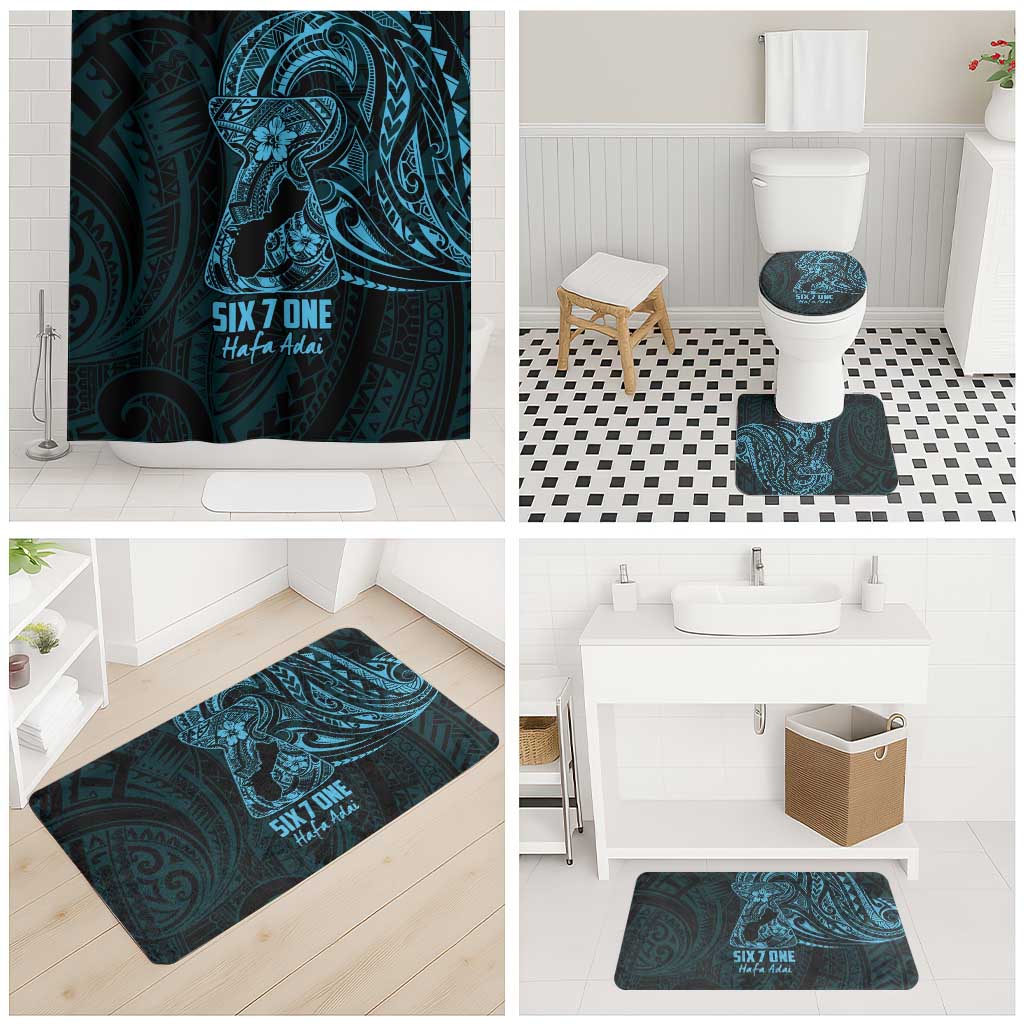 Blue Guam Latte Stone Tribal Tattoo Bathroom Set Hafa Adai Six 7 One - Polynesian Pride