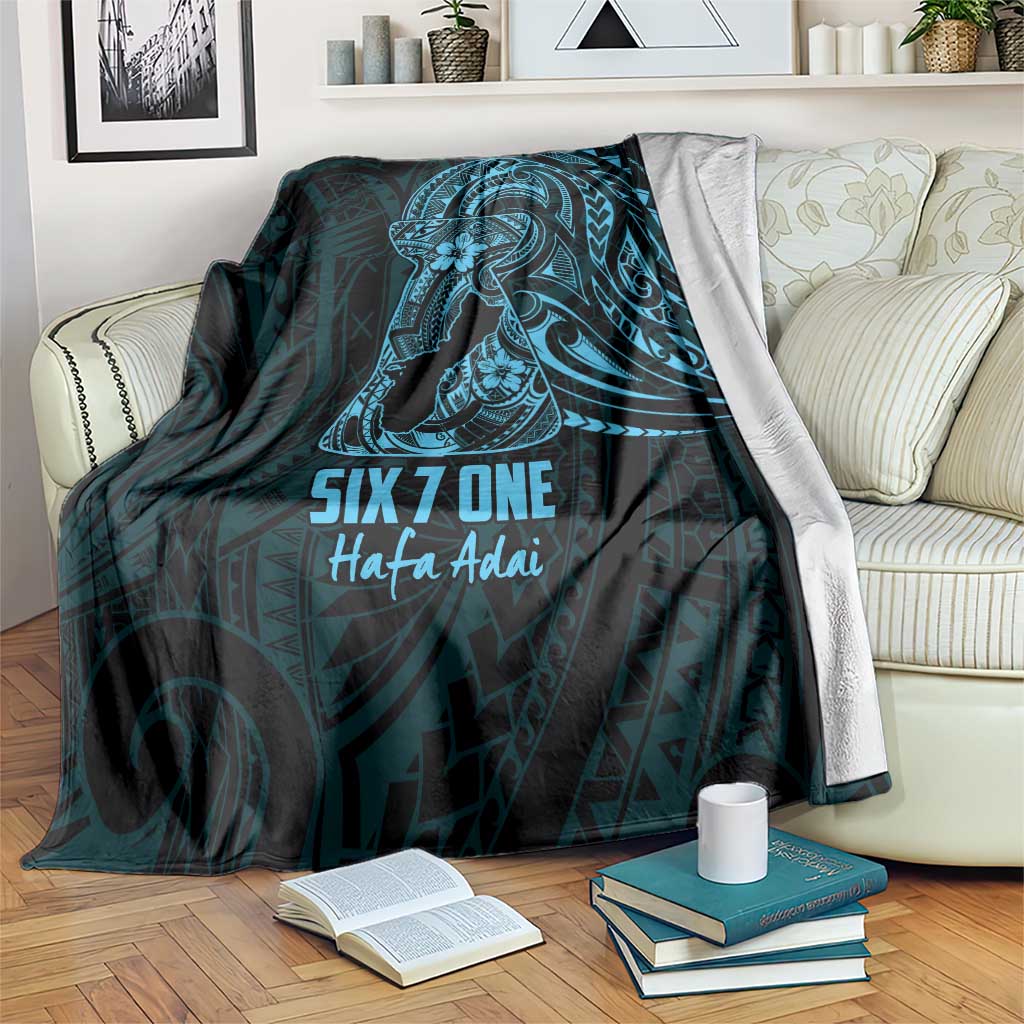 Blue Guam Latte Stone Tribal Tattoo Blanket Hafa Adai Six 7 One