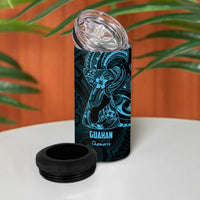 Blue Guam Latte Stone Tribal Tattoo 4 in 1 Can Cooler Tumbler Hafa Adai Six 7 One