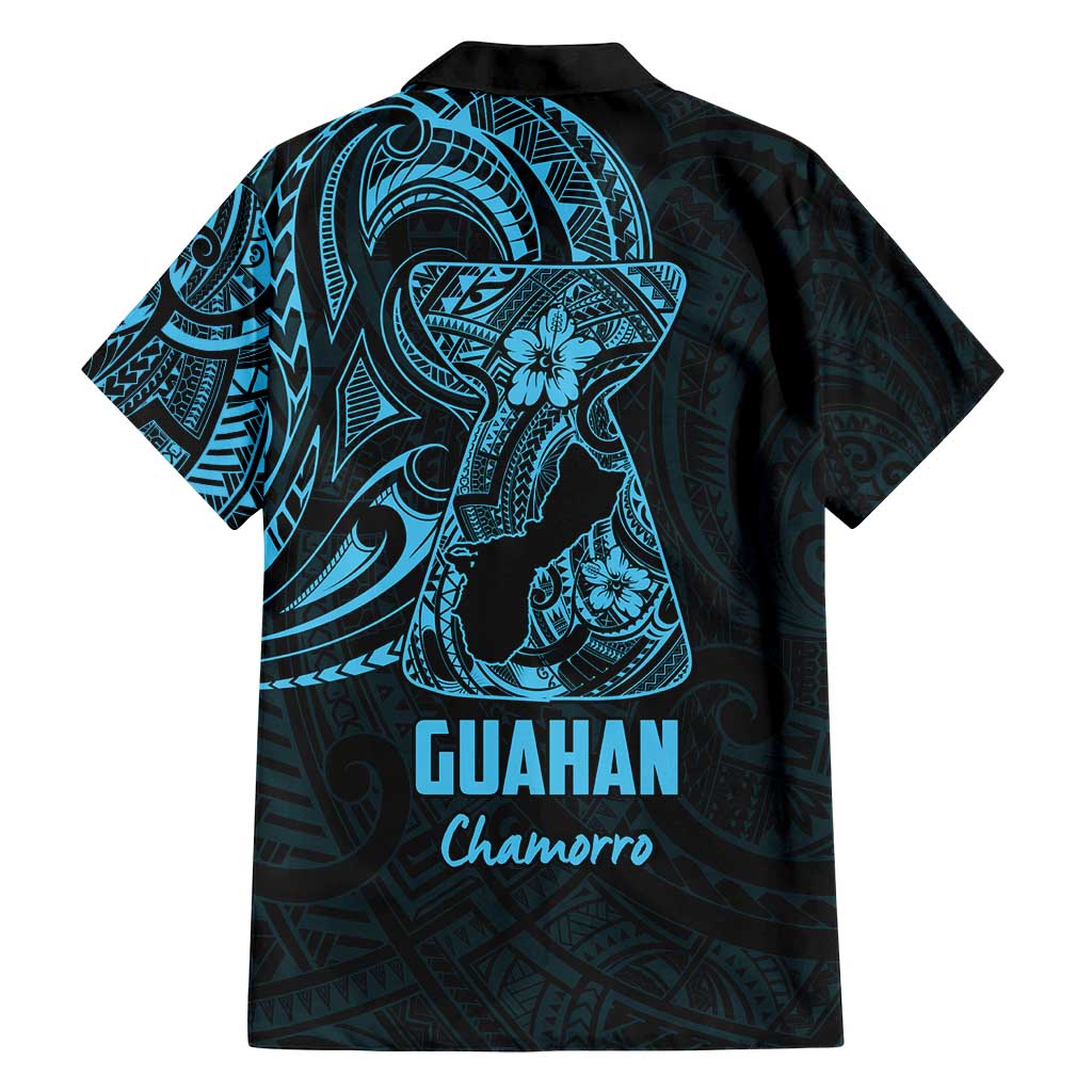 Blue Guam Latte Stone Tribal Tattoo Family Matching Long Sleeve Bodycon Dress and Hawaiian Shirt Hafa Adai Six 7 One LT9 - Polynesian Pride