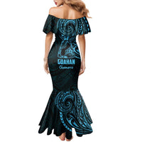 Blue Guam Latte Stone Tribal Tattoo Family Matching Mermaid Dress and Hawaiian Shirt Hafa Adai Six 7 One LT9 - Polynesian Pride