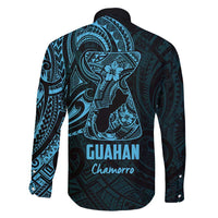 Blue Guam Latte Stone Tribal Tattoo Family Matching Tank Maxi Dress and Hawaiian Shirt Hafa Adai Six 7 One LT9 - Polynesian Pride