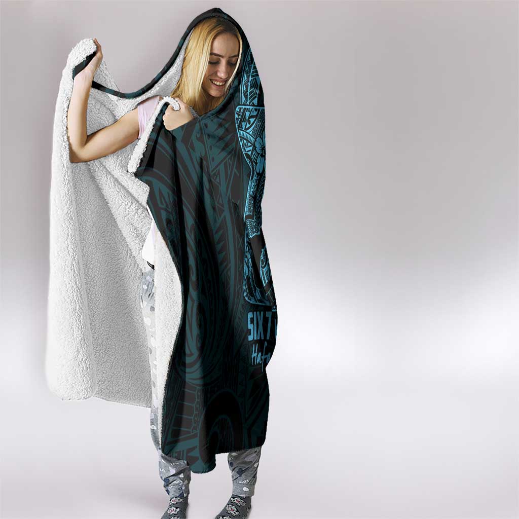 Blue Guam Latte Stone Tribal Tattoo Hooded Blanket Hafa Adai Six 7 One