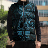 Blue Guam Latte Stone Tribal Tattoo Sleeveless Puffer Jacket Hafa Adai Six 7 One - Polynesian Pride