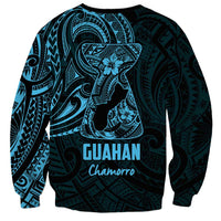 Blue Guam Latte Stone Tribal Tattoo Sweatshirt Hafa Adai Six 7 One